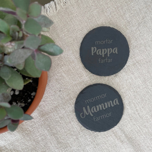 Pappa, morfar, farfar - Drikkebrikke i skifer