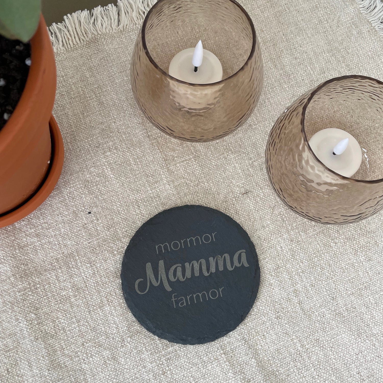 Mamma, mormor, farmor - Drikkebrikke i skifer