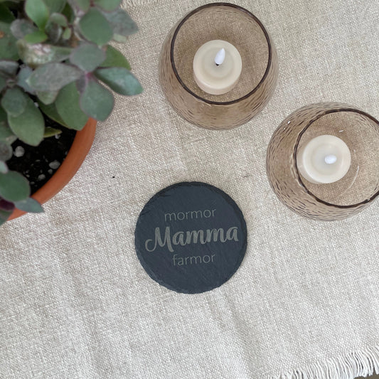 Mamma, mormor, farmor - Drikkebrikke i skifer