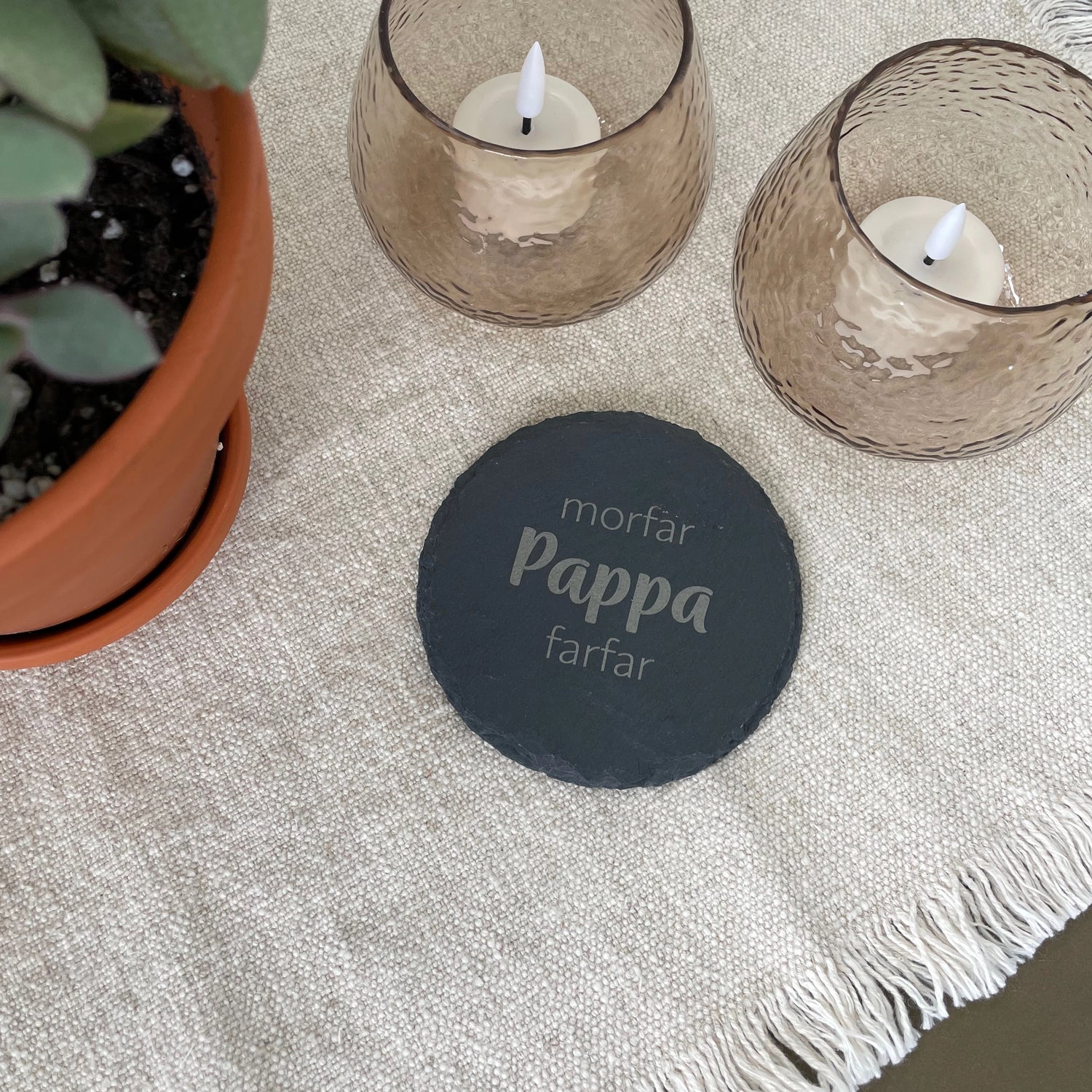 Pappa, morfar, farfar - Drikkebrikke i skifer